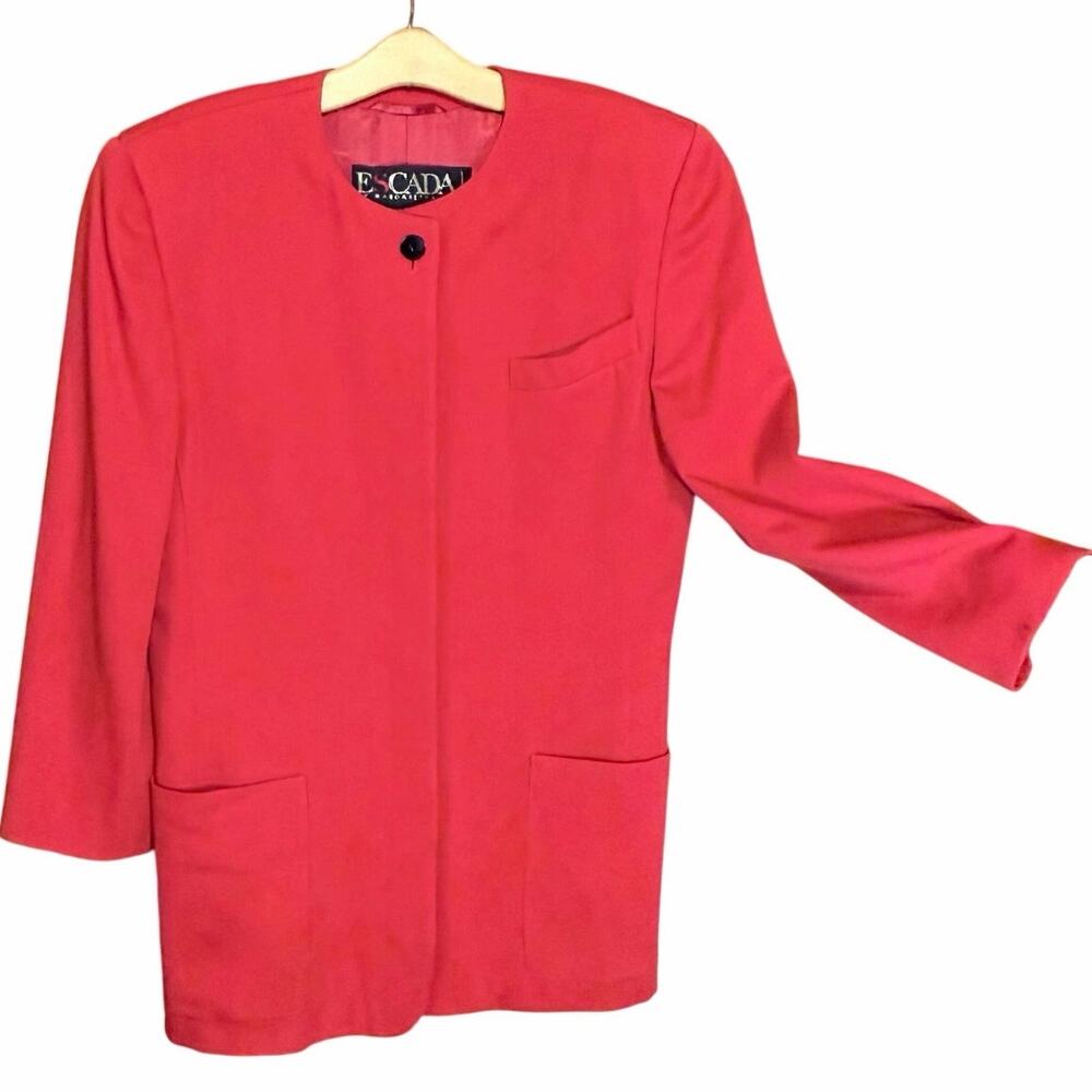 Vintage Escada Red Wool Blazer Made in West Germany Size 42 US 10–12 old money
